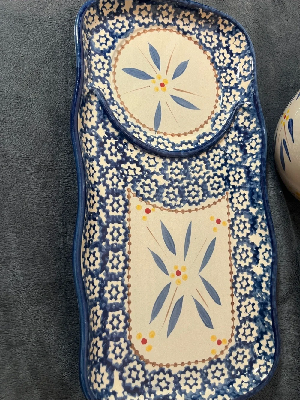 Temp-Tations Temptations Blue OLD  WORLD Soup & Bread set kitchen bowl platter